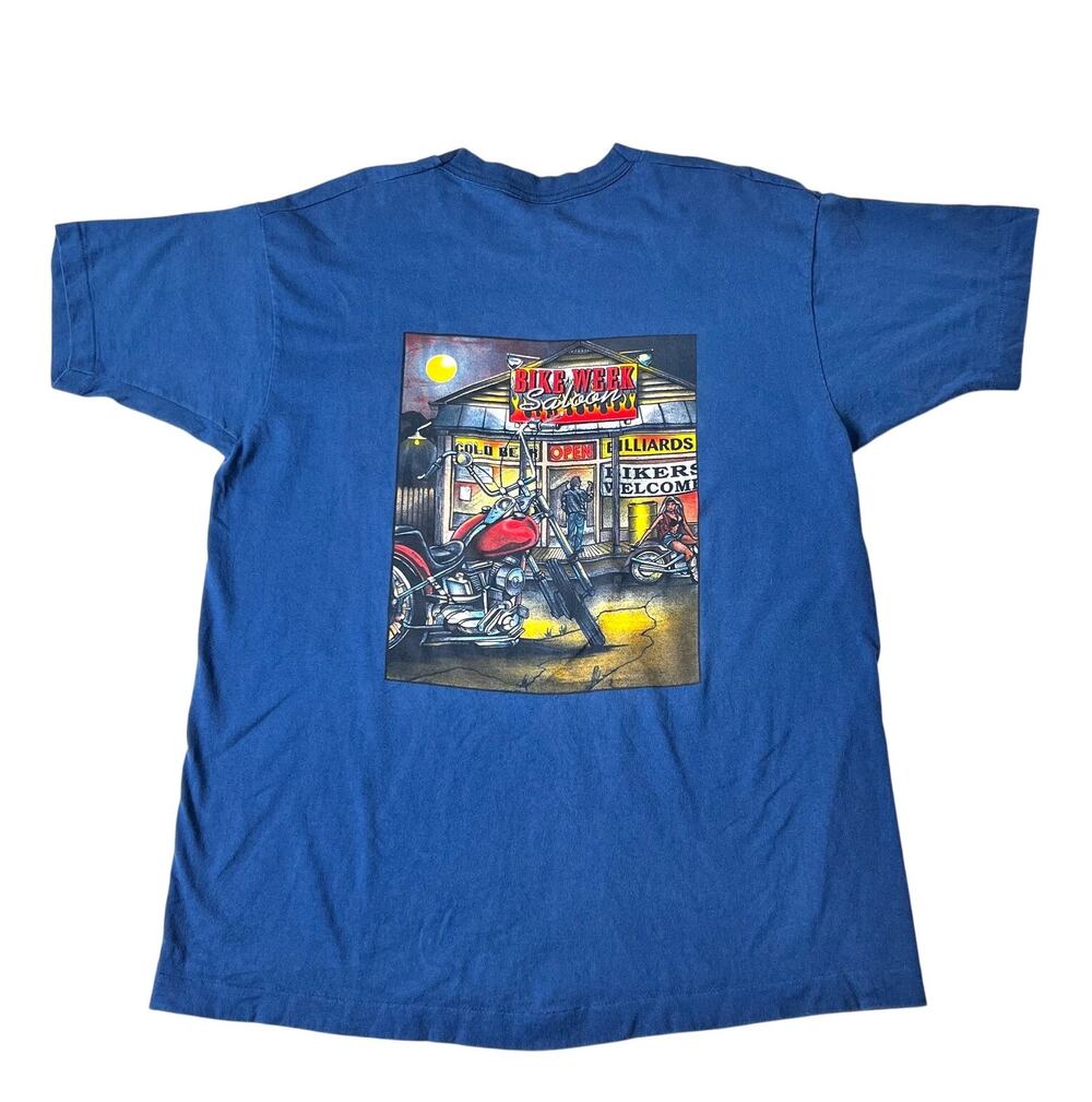 VTG 90s Bike Week Graphic Pocket T-Shirt Daytona Beach 1997 Single Stitch Tee XL